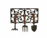 Conjunto de Ferramentas para Jardim 3 Peças c/ Suporte de Ferro A21xC37 cm
