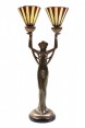 Abajur c/ Escultura Mulher Duas Cúpulas em Poliresina 220v 26X15X58 cm