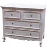Cômoda em Madeira Branco Pátina 4 Gavetas Estilo Retrô 40X100X115 cm