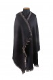 Echarpe Dupla Face Preto e Cinza c/ Franjas Acrílico 188x62 cm