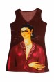 Camiseta Regata em Algodão Estampa Frida Marrom