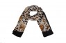 Echarpe Animal Print Estampado Preto e Bege Poliéster 170x100 cm