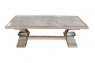 Mesa de Centro c/ Madeira Patina Aço Polido e Mármore 160X75X49 cm