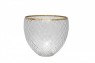Cachepot em Vidro Transparente Trabalhado c/ Detalhe Dourado 26X26x26 cm