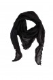 Lenço Tringular Preto c/ Detalhe em Renda e Mini Pompoms Viscose 155x115 cm