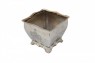 Cachepot Quadrado em Metal Niquelado Prata Trabalhado 14X14X12 cm