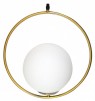 Pendente de Arco em Metal Dourado c/ Bola em Vidro Fosco D40 cm