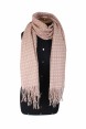 Cachecol Rosa Claro Poá em Acrílico com Franjas 180x62cm