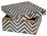 Caixa Zig Zig Branca e Cinza em Osso c/ Revestimento Madeira 20x20x10 cm