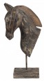 Estátua de Cavalo G em Madeira Rústica Cinza e Dourado 28X12X54 cm