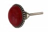 Puxador Decorativo Requinte Vermelho Cerâmica Detalhe Metal