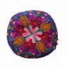 Almofada em Algodão Roxa Redonda Floral com Pompons L8xD40 cm