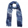 Echarpe Estampada Rajada Azul Marinho e Bege Poliéster 180x90 cm
