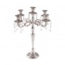 Candelabro Castiçal Decorativo Prata c/ Cristais 5 Velas