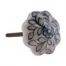 Puxador em Cerâmica Retrô Branco Floral 4,5x6cm