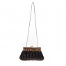 Bolsa em Tecido Bordada com Miçangas Preta/Dourada A18xC22 cm