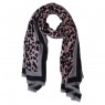 Echarpe Lenço Cachecol Animal Print Rosa Listra Cinza/Preto