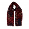 Echarpe Animal Print Onça Vermelho e Roxo Poliéster 180x90 cm