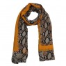 Echarpe Animal Print Cobra Marrom e Listra Amarelo Queimado Poliéster 180x90 cm