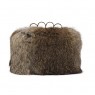 Bolsa em Pele Natural de Coelho com Fecho de 4 Anéis Dourados A9xC17 cm
