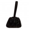 Bolsa em Tecido Com Laço de Miçanga Preto A12,5xC9,5xL4,5 cm