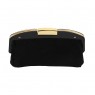 Bolsa em Couro Preto com Detalhe Dourado A5xC30xL5 cm