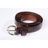 Cinto em Poliuretano Marrom Animal Print Cobra e Metal C100-104 cm