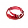 Cinto Fino em Poliuretano Vermelho com Bolinhas de Metal Dourada C100-104 cm