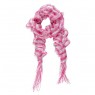 Echarpe Vazado em Poliéster Rosa e Lurex Prata C/ Franja e Lastex A100xL30 cm