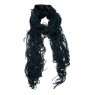 Echarpe em Acrílico Vazado e Viscose Azul Petróleo/Preto com Franja A180xL45 cm