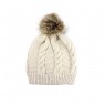 Touca Gorro Sofisticada Acrílico Bege com Pompom 27x18,5 cm