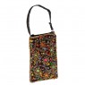 Bolsa Porta Celular em Tecido com Flores em  Miçangas Coloridas A14xC9 cm