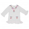 Bata Branca c/ Bordados Floral e Babados A70L45 cm