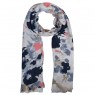 Echarpe Floral Abstrata Branco Azul e Rosa Poliéster 180x90 cm
