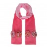 Echarpe Degradê Rosa Claro e Rosa Médio c/ Aplicação Floral Viscose 180x50 cm