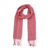 Echarpe Xadrez Vermelho e Branco Viscose c/ Franjas 180x75 cm