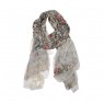 Echarpe Floral Bege c/ Renda de Flores Viscose 240x45 cm