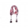 Echarpe Tie Dye Rosa e Roxo c/ Penduricalhos Viscose 170x35 cm