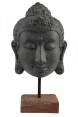 Cabeça Buda Decorativa em Poliresina com Base  de Madeira A68xC38xL23 cm
