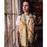 Echarpe Amarelo Mostarda Estampa Étnica Branca c/ Detalhes Poliéster 180x90 cm
