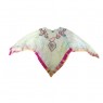Blusa/Bata Triangular Verde Claro e Pink Tie Dye c/ Bordado Viscose 70x75 cm