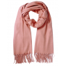 Echarpe Rosa Claro Lisa com Lã e Franja Acrílico 180x68cm