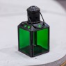 Lanterna de Metal e Vidro Verde com Suporte para Velas 6X6X11 cm