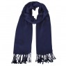 Echarpe Lisa Azul Marinho c/ Franjas Viscose 100g 160x55 cm