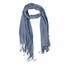 Echarpe em Viscose Lisa Azul Jeans com Franja 220g 180x70cm