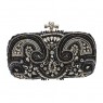 Bolsa em Poliéster Preto Bordado com Pedraria e Miçanga A11xC20xL5 cm