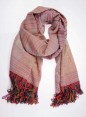 Echarpe em Viscose Rose Javamar e Listras com Franja Multicolor 180x70 cm
