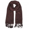 Echarpe Lisa Chocolate Escuro c/ Franjas Viscose 100g 160x55 cm