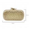 Bolsa em Metal Revestida de Cetim e Strass com Fecho Puma  Dourado A10,5xC18,5 cm