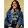 Xale 100% Poliester Tartan Cinza e Preto 180X35CM